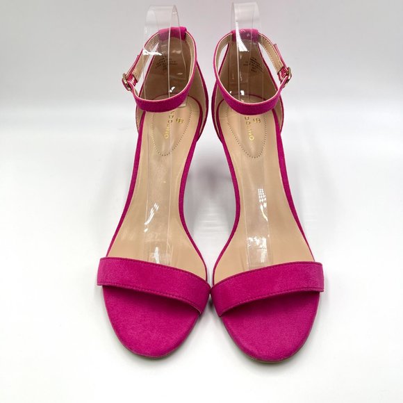 Bandolino Womens Size 10 Fuchsia Pink Faux Suede Microsuede Sandals Heels Shoes - Picture 2 of 13